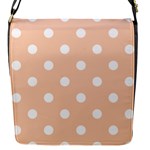 Polka Dots - White on Apricot Orange Flap Closure Messenger Bag (S)