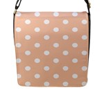 Polka Dots - White on Apricot Orange Flap Closure Messenger Bag (L)