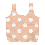 Polka Dots - White on Apricot Orange Full Print Recycle Bag (L)