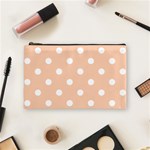 Polka Dots - White on Apricot Orange Cosmetic Bag (M)