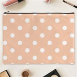 Polka Dots - White on Apricot Orange Cosmetic Bag (XXXL)