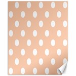 Polka Dots - White on Apricot Orange Canvas 11  x 14 