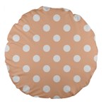 Polka Dots - White on Apricot Orange Large 18  Premium Round Cushion
