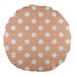 Polka Dots - White on Apricot Orange Large 18  Premium Flano Round Cushion