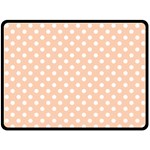 Polka Dots - White on Apricot Orange Fleece Blanket (Large) (One Side)