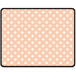 Polka Dots - White on Apricot Orange Double Sided Fleece Blanket (Medium) (Two Sides)