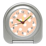 Polka Dots - White on Apricot Orange Desk Alarm Clock