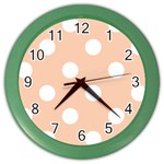 Polka Dots - White on Apricot Orange Color Wall Clock