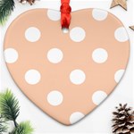 Polka Dots - White on Apricot Orange Heart Ornament (Two Sides)