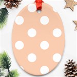 Polka Dots - White on Apricot Orange Oval Ornament (Two Sides)