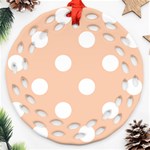 Polka Dots - White on Apricot Orange Ornament (Round Filigree)