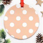 Polka Dots - White on Apricot Orange Round Ornament (Two Sides)