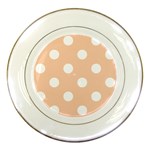 Polka Dots - White on Apricot Orange Porcelain Plate