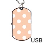 Polka Dots - White on Apricot Orange Dog Tag USB Flash (Two Sides)