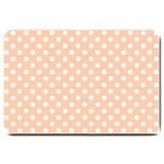 Polka Dots - White on Apricot Orange Large Doormat