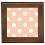 Polka Dots - White on Apricot Orange Framed Tile