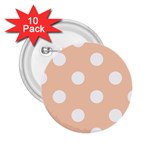 Polka Dots - White on Apricot Orange 2.25  Button (10 pack)