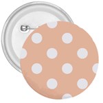 Polka Dots - White on Apricot Orange 3  Button