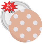 Polka Dots - White on Apricot Orange 3  Button (100 pack)