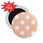 Polka Dots - White on Apricot Orange 2.25  Magnet (10 pack)