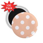 Polka Dots - White on Apricot Orange 2.25  Magnet (100 pack)