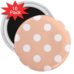 Polka Dots - White on Apricot Orange 3  Magnet (10 pack)