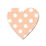 Polka Dots - White on Apricot Orange Magnet (Heart)