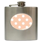 Polka Dots - White on Apricot Orange Hip Flask (6 oz)