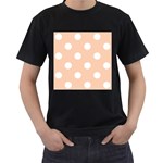 Polka Dots - White on Apricot Orange Men s T-Shirt (Black)