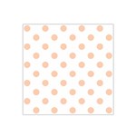 Polka Dots - Apricot Orange on White Satin Bandana Scarf
