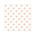 Polka Dots - Apricot Orange on White Small Satin Scarf  (Square)