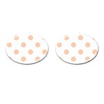 Polka Dots - Apricot Orange on White Cufflinks (Oval)