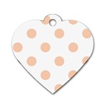 Polka Dots - Apricot Orange on White Dog Tag Heart (One Side)