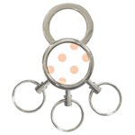 Polka Dots - Apricot Orange on White 3-Ring Key Chain