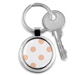 Polka Dots - Apricot Orange on White Key Chain (Round)