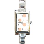 Polka Dots - Apricot Orange on White Rectangle Italian Charm Watch