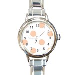 Polka Dots - Apricot Orange on White Round Italian Charm Watch