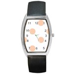 Polka Dots - Apricot Orange on White Barrel Style Metal Watch