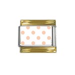 Polka Dots - Apricot Orange on White Gold Trim Italian Charm (9mm)