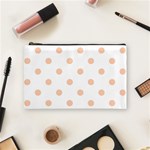 Polka Dots - Apricot Orange on White Cosmetic Bag (M)
