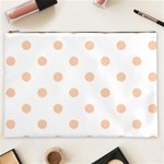 Polka Dots - Apricot Orange on White Cosmetic Bag (XXL)