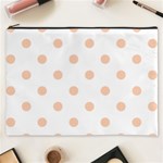 Polka Dots - Apricot Orange on White Cosmetic Bag (XXXL)