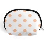 Polka Dots - Apricot Orange on White Accessory Pouch (Medium)