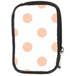 Polka Dots - Apricot Orange on White Compact Camera Leather Case