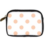 Polka Dots - Apricot Orange on White Digital Camera Leather Case