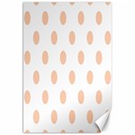 Polka Dots - Apricot Orange on White Canvas 20  x 30 