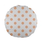 Polka Dots - Apricot Orange on White Standard 15  Premium Round Cushion