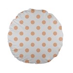 Polka Dots - Apricot Orange on White Standard 15  Premium Flano Round Cushion