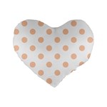 Polka Dots - Apricot Orange on White Standard 16  Premium Flano Heart Shape Cushion