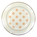 Polka Dots - Apricot Orange on White Porcelain Plate